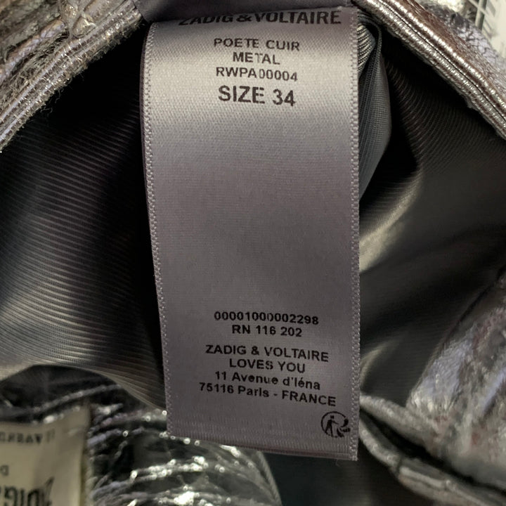 ZADIG & VOLTAIRE Size XS Poete Metallic Silver Jean Cut Straight Casual Pants