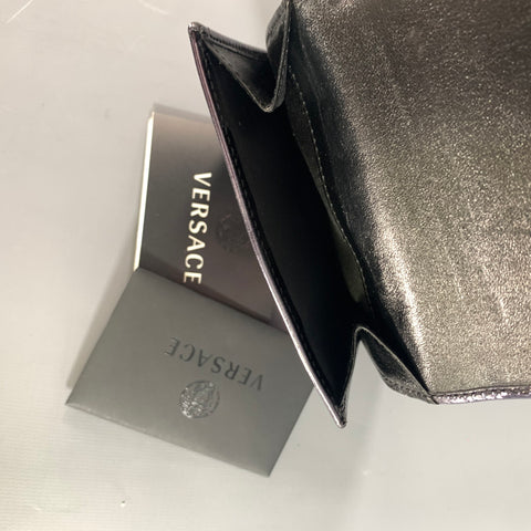 VERSACE Purple Metallic 22394 Greca Leather Wallet