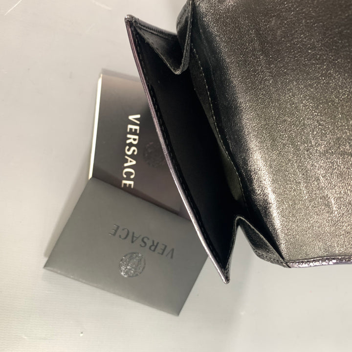 VERSACE Purple Metallic 22394 Greca Leather Wallet
