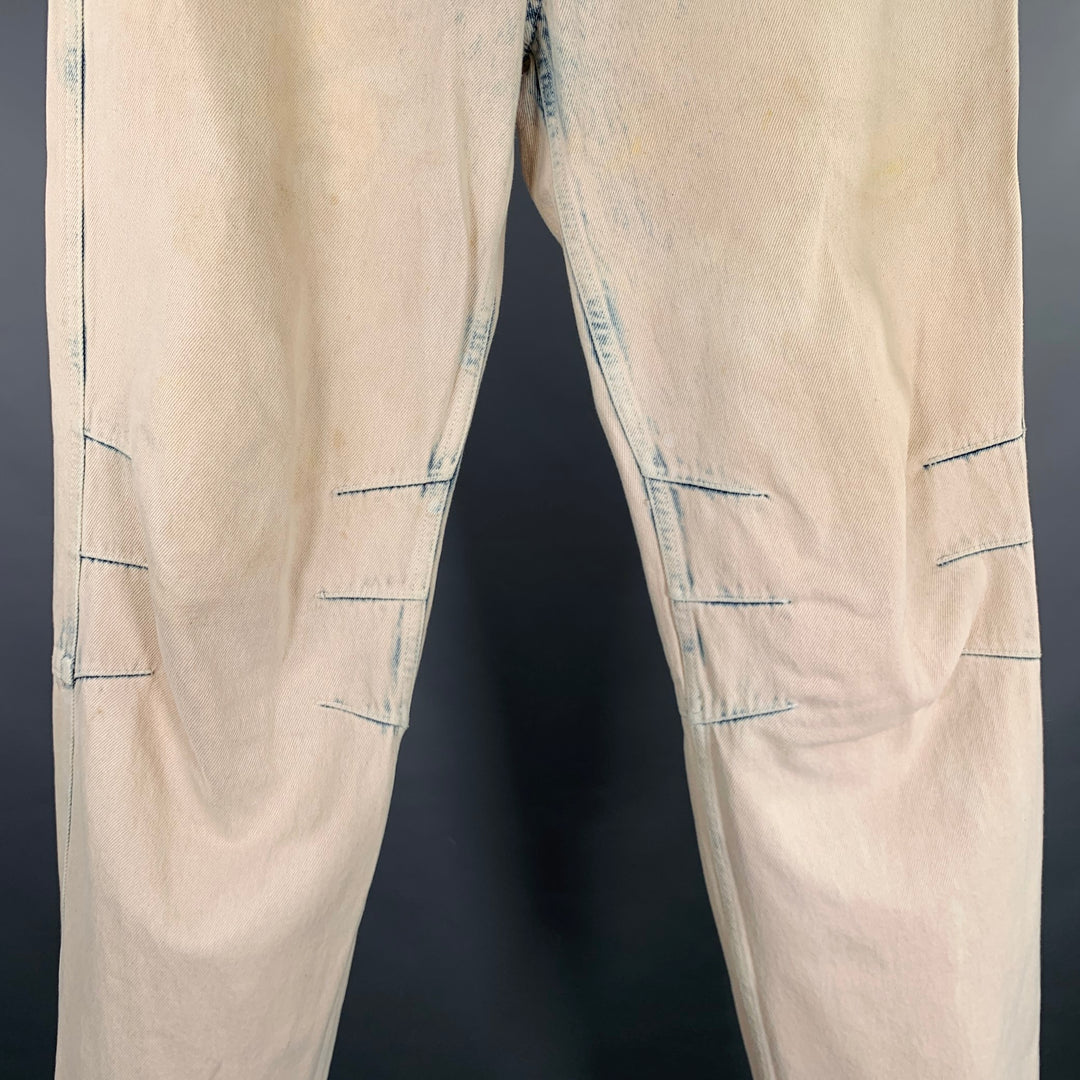 MCQ by ALEXANDER MCQUEEN Size 30 No 7 Beige Blue Washed Cotton Jeans
