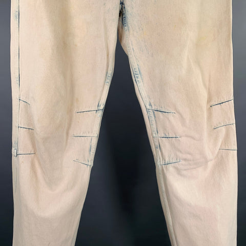 MCQ by ALEXANDER MCQUEEN Size 30 No 7 Beige Blue Washed Cotton Jeans