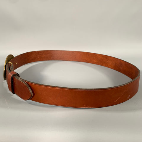 RALPH LAUREN Size 42 Brown Gold Solid Leather Belt
