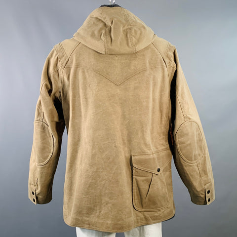 MONITALY Size XL Mountain Parka Tan Taupe Coated Canvas Utility Coat