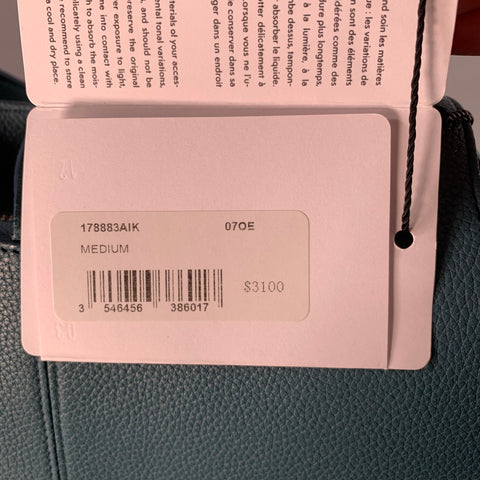 Sac cabas moyen à trois volets CELINE en cuir grainé bleu galet