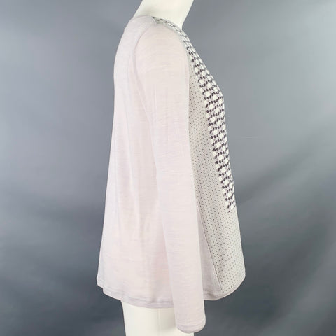 WHYCI MILANO Size 6 Grey Lilac Wool Nylon Mixed Patterns Casual Top