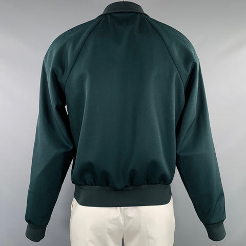 BOTTEGA VENETA Size 42 Green White Wool Blend Zip Up Track Jacket