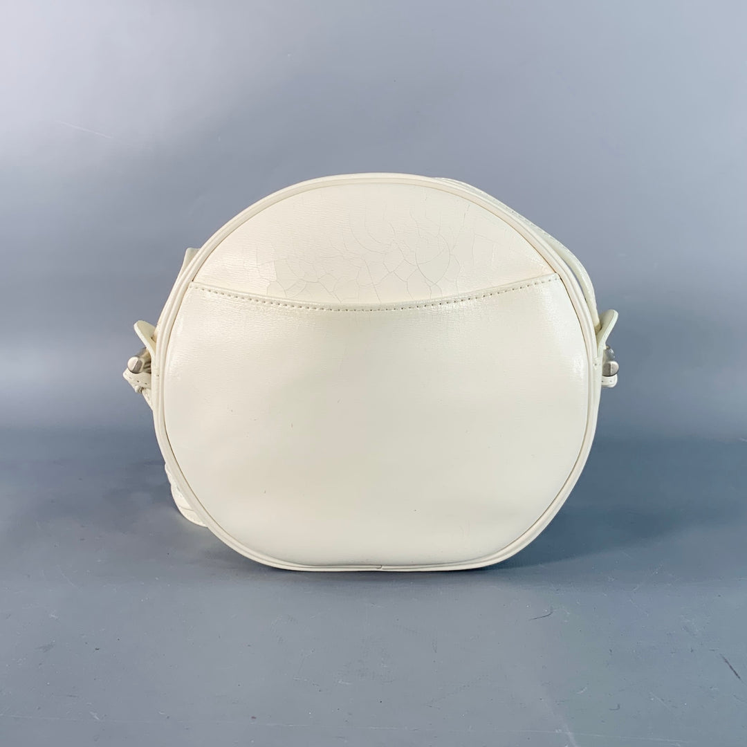 LONGCHAMP Vintage White Faux Leather Round Crossbody Handbag