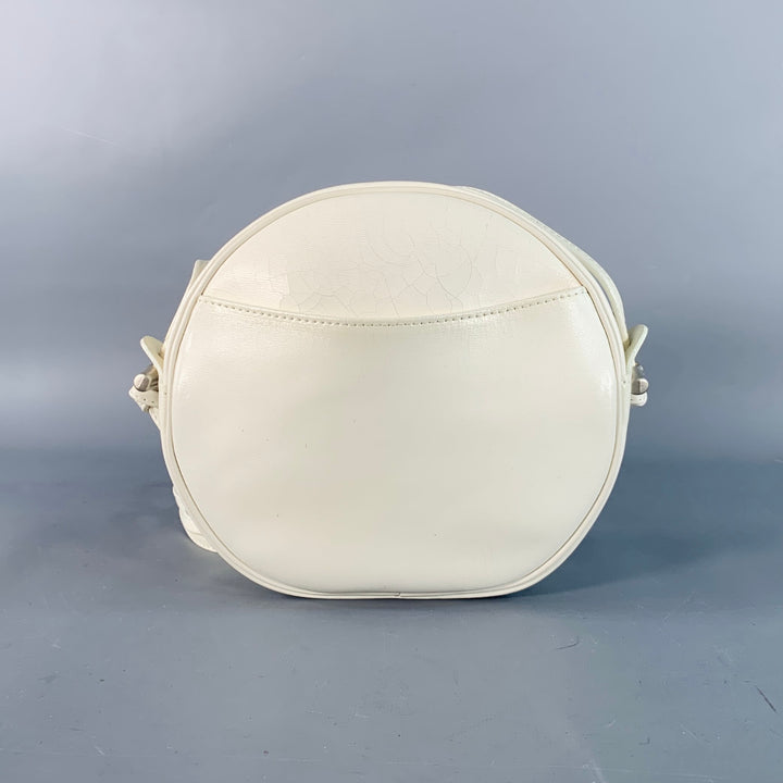 LONGCHAMP Vintage White Faux Leather Round Crossbody Handbag