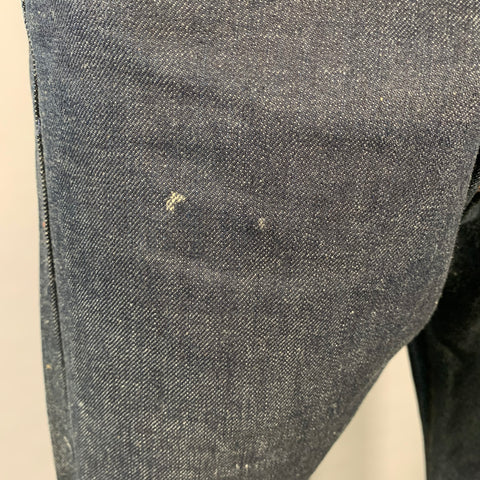 A-B FITS Size 34 Navy Contrast Stitch Cotton Button Fly Jeans