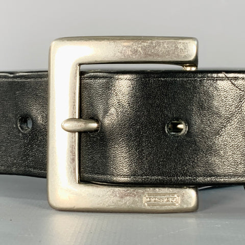 COACH Size M Black Silver Leather Belt