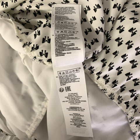 MAJE Size S White Black Polyester Bow Knee Length Dress