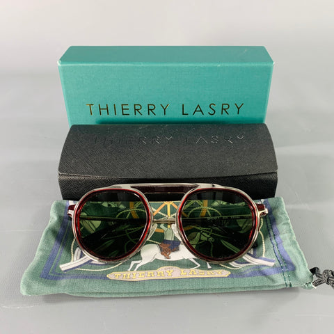 THIERRY LASRY Ghosty Red Silver Two Tone Acetate Sunglasses