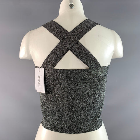 DEREK LAM Size L Silver Black Viscose Tank Casual Top