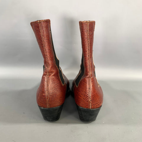 FROM THE FIRST Size 9 Brown Lizard Leather Chelsea Boots