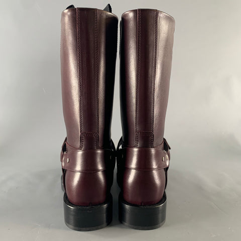 BURBERRY Size 7.5 Burgundy Leather Pull On Boots