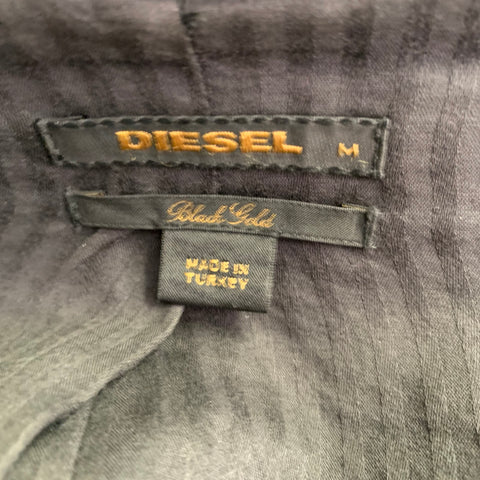 DIESEL BLACK GOLD Vintage Size M Black Leather Zip Up Hooded Jacket