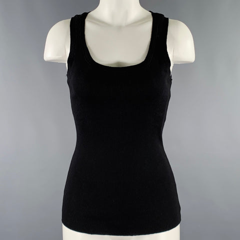 PLUSH Size S Black Multi Color Cotton Aplique Tank Casual Top
