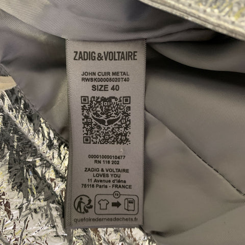 ZADIG & VOLTAIRE Size M Silver Leather Metallic Mini Skirt
