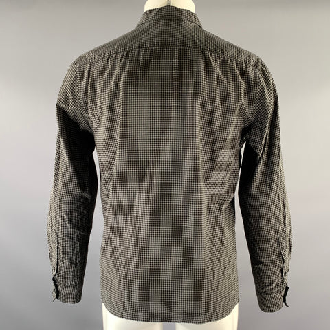 LEMAIRE Size S Black Cream Check Cotton Blend Cutaway Long Sleeve Shirt