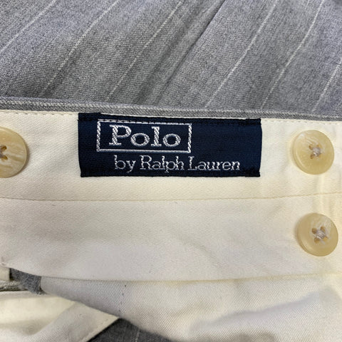POLO by RALPH LAUREN  Size 38 Grey Light Grey Stripe Virgin Wool 29 32 Suit