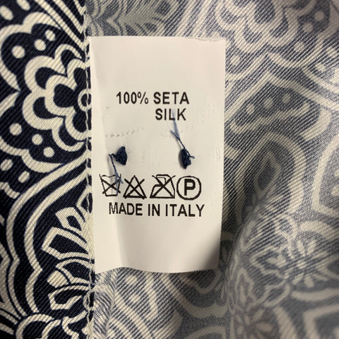 BILLIONAIRE COUTURE Size L Black White Print Silk Long Sleeve Shirt