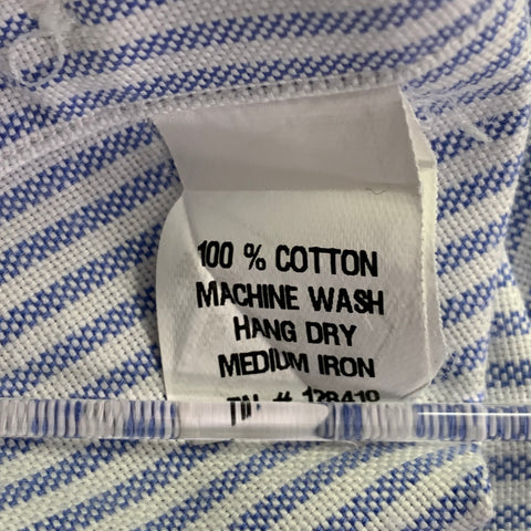 SID MASHBURN Size L Blue White Stripe Cotton Oxford Long Sleeve Shirt