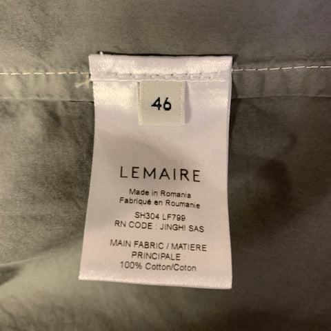 LEMAIRE Size S Grey Cotton Long Sleeve Shirt