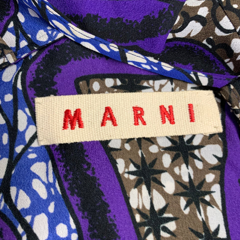 MARNI Taille 4 Robe Manches 3/4 Imprimé Abstrait Polyester Multicolore