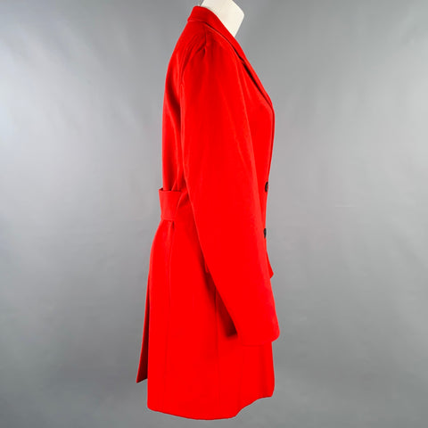 JOSEPH Size 2 Red Wool Double Breasted Coat