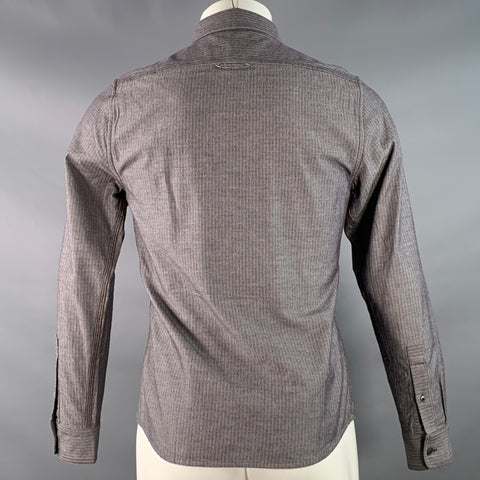 WINGS + HORNS Size XS Yellow Charcoal Stripe Cotton One Pocket Long Sleeve Shirt