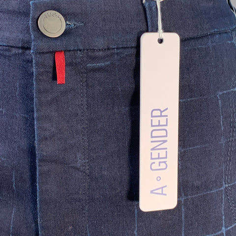 HIGH Size 10 Navy Cotton Blend Windowpane Zip Fly Casual Pants