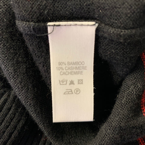 PAUL SMITH Size L Black Multi-Color Stripe Bamboo Cashmere Ribbed Pullover
