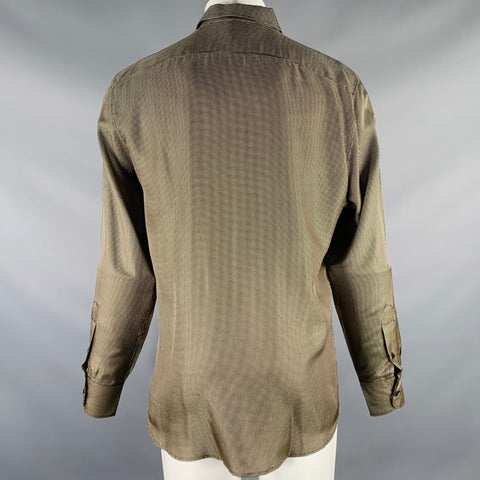 GUCCI Size M Black Gold Dots Silk Button Up Long Sleeve Shirt