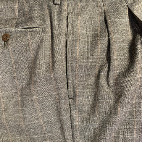 LUCIANO BARBERA Size 38 Regular Brown Plaid Wool Notch Lapel Pleated Suit