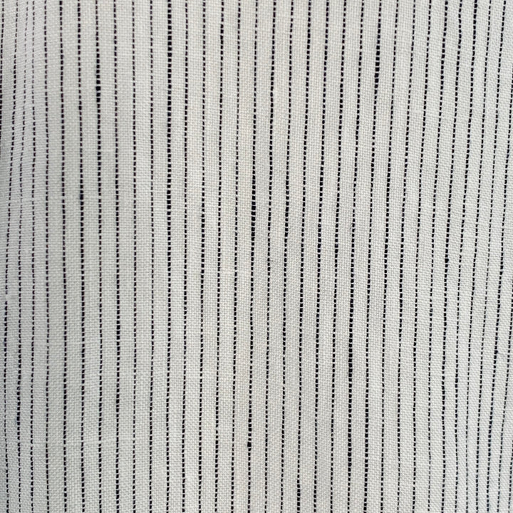 THEORY Size L Irving White Navy Pinstripe Linen Long Sleeve Shirt