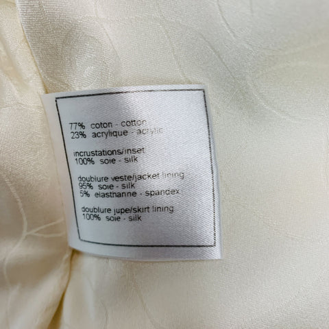 CHANEL Size 8 Cream Cotton Acrylic Textured Jacket