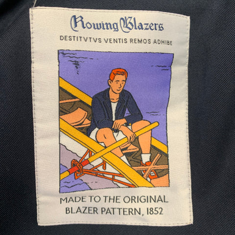 ROWING BLAZERS Size XS Navy Coral Cotton Ribbon Trim Notch Lapel Sport Coat