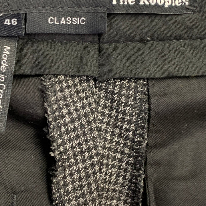 THE KOOPLES Size 30 Black Charcoal Houndstooth Wool Side Tabs Dress Pants