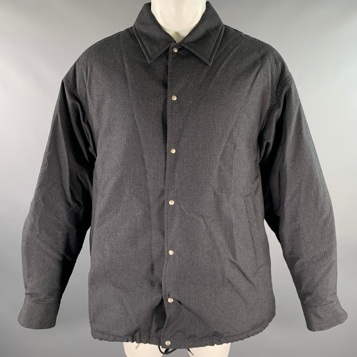 VISVIM Taille M Gris Anthracite Rayé Laine Lin Soie Doudoune