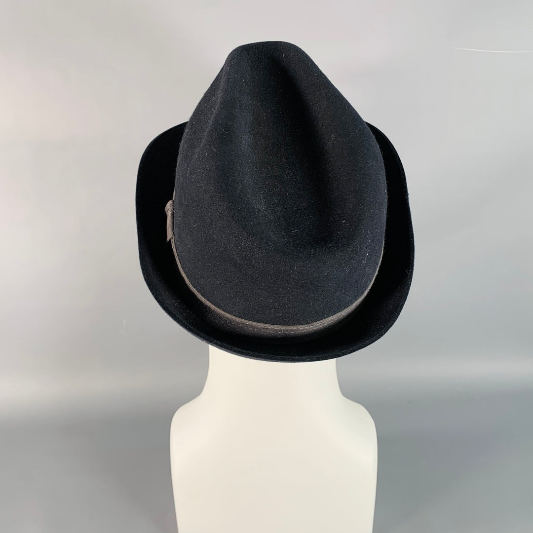 MARLOW Black Charcoal Wool Felt Trilby Fedora Hat