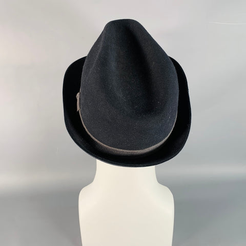 MARLOW Black Charcoal Wool Felt Trilby Fedora Hat