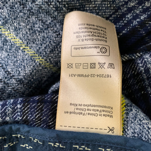 SCOTCH AND SODA Size S Navy Lime Plaid Cotton Zip Jacket