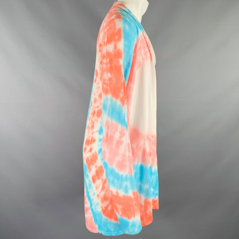 BAJA EAST Size S Pink Blue Tie Dye Pima Cotton Open Front Cardigan