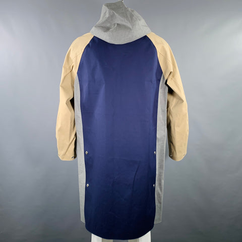 MACKINTOSH Size 42 Grey Khaki Navy Color Block Hooded Coat