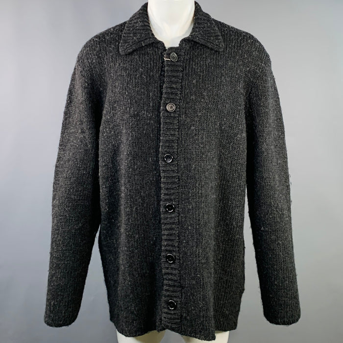 OUR LEGACY Size M Grey Charcoal Knit Acrylic Wool Oversized Cardigan