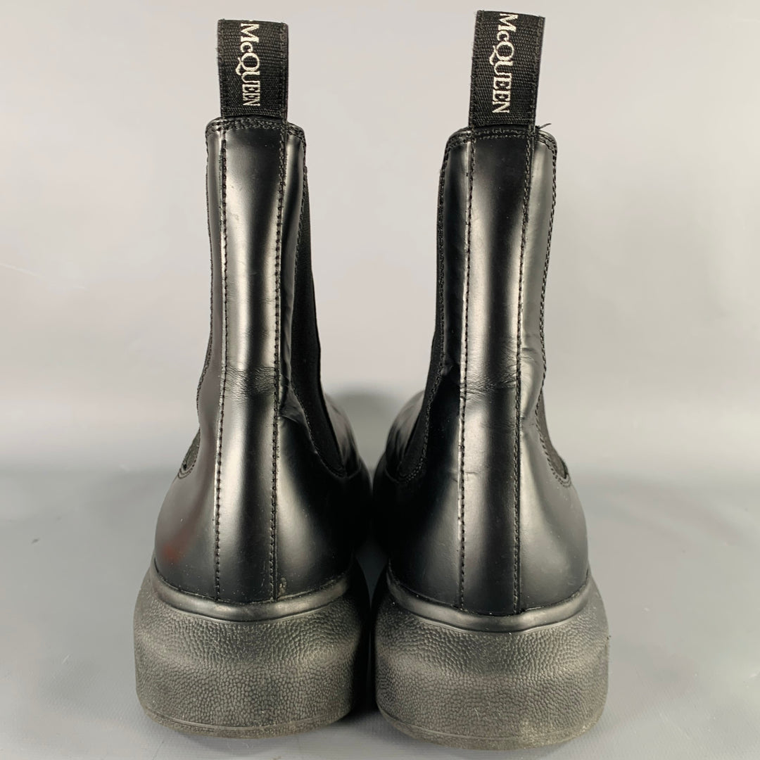 ALEXANDER MCQUEEN Size 9.5 Black Leather Platform Chelsea Boots