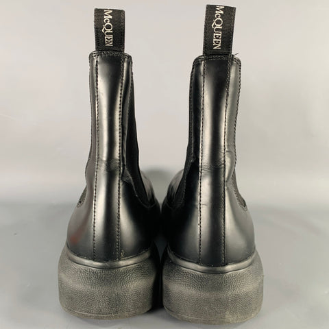 ALEXANDER MCQUEEN Size 9.5 Black Leather Platform Chelsea Boots