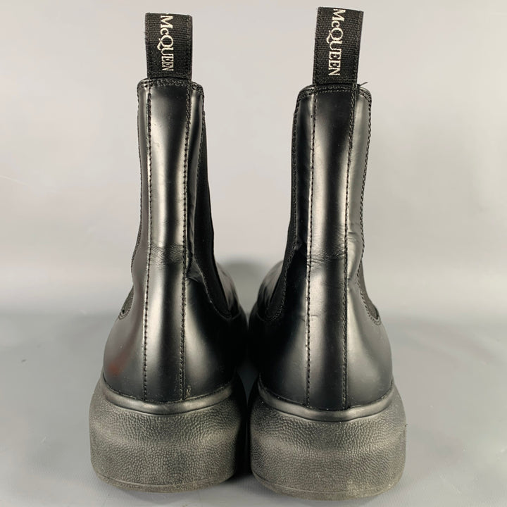 ALEXANDER MCQUEEN Size 9.5 Black Leather Platform Chelsea Boots