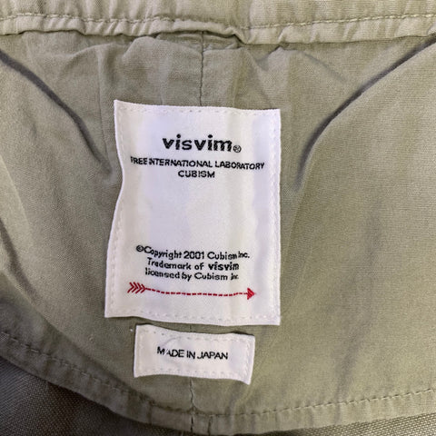 VISVIM Size L Green Distressed Cotton Button Fly Shorts