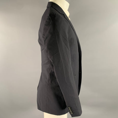 LANVIN Size 38 Navy Wool Notch Lapel Sport Coat